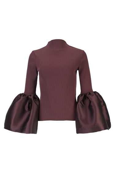 BURGUNDY TURTLENECK PUFF SLEEVE TOP MARQUES ALMEIDA