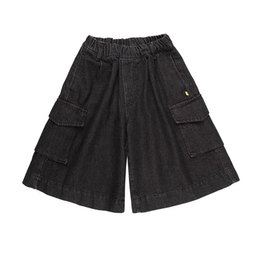 BLACK DENIM OVERSIZED CARGO SHORTS MAKIDS
