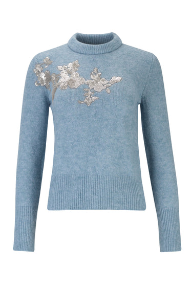BLUE KNIT CREW NECK WITH EMBELLISHMENT marques almeida