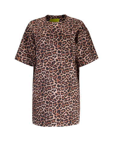 BONDED SATIN T-SHIRT DRESS IN LEOPARD PRINT marques almeida