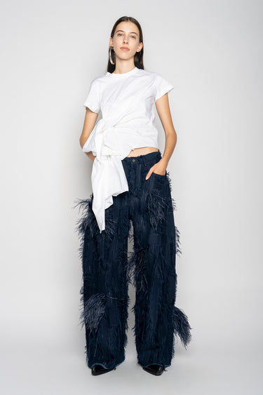 BOYFRIEND TROUSERS IN SHREDDED INDIGO DENIM MARQUES ALMEIDA