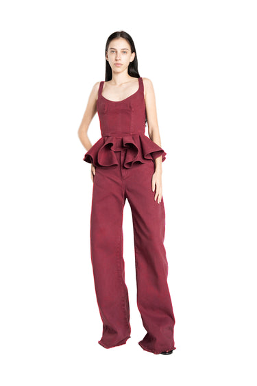 BURGUNDY DRILL BOYFRIEND JEANS marques almeida