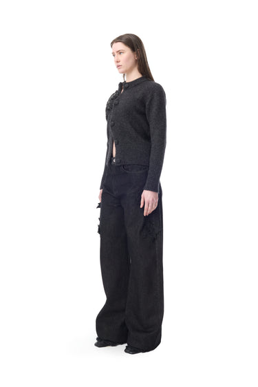 EMBROIDERED BLACK DENIM BOYFRIEND TROUSERS marques almeida
