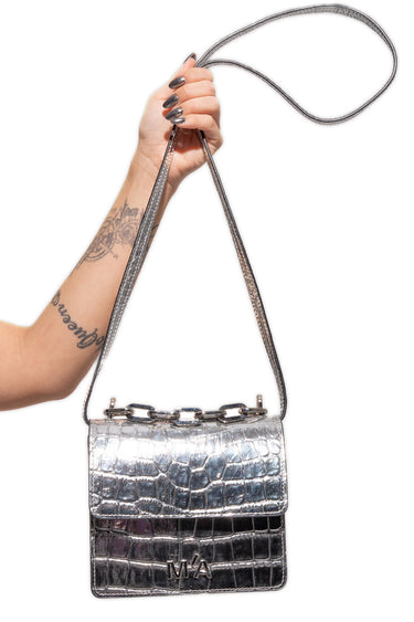 MINI CHAIN BAG IN SILVER CROCO MARQUES ALMEIDA