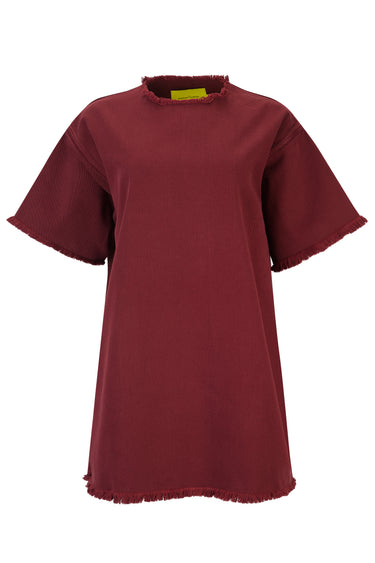 BURGUNDY DRILL T-SHIRT DRESS MARQUES ALMEIDA