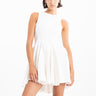 WHITE DENIM RACER SHAPE FLOUNCE MINI DRESS marques almeida