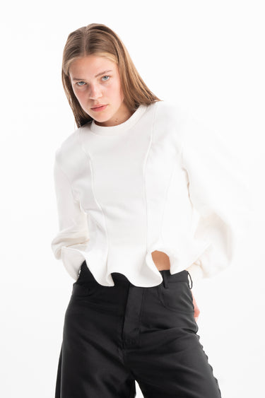 WHITE FRILL HEM SWEATSHIRT marques almeida