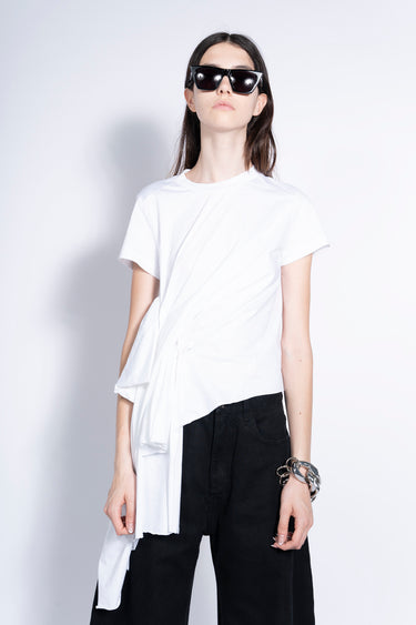 WHITE T-SHIRT WITH SIDE BOW marques almieda